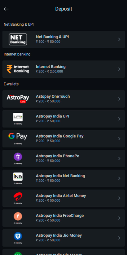 choose the appropriate deposit method